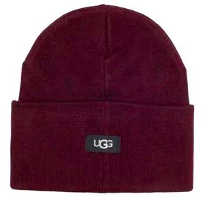 NWT UGG Knit Cuff Beanie Color Port OS Unisex 20" Circumference Rounded Crown
